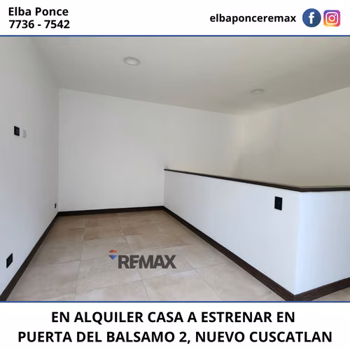 CASA EN ALQUILER, A ESTRENAR, EN PUERTA DEL BALSAMO 2, NUEVO CUSCATLAN - Imagen 3