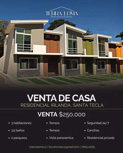 Casa en Venta – Residencial Irlanda, Santa Tecla