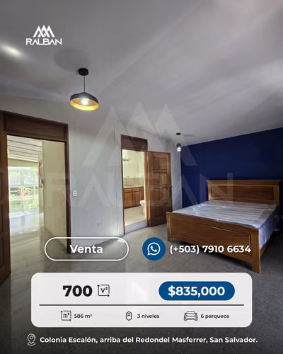 Casa amplia de 5 habitaciones con baño propio, Venta en Col. Escalón. - Imagen 4