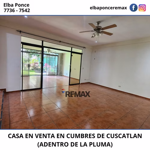EN VENTA | CASA AMPLIA Y ELEGANTE EN CUMBRES DE CUSCATLÁN (ADENTRO DE LA PLUMA) - Imagen 3