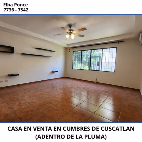 EN VENTA | CASA AMPLIA Y ELEGANTE EN CUMBRES DE CUSCATLÁN (ADENTRO DE LA PLUMA)