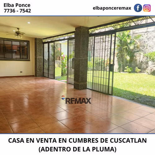 EN VENTA | CASA AMPLIA Y ELEGANTE EN CUMBRES DE CUSCATLÁN (ADENTRO DE LA PLUMA)