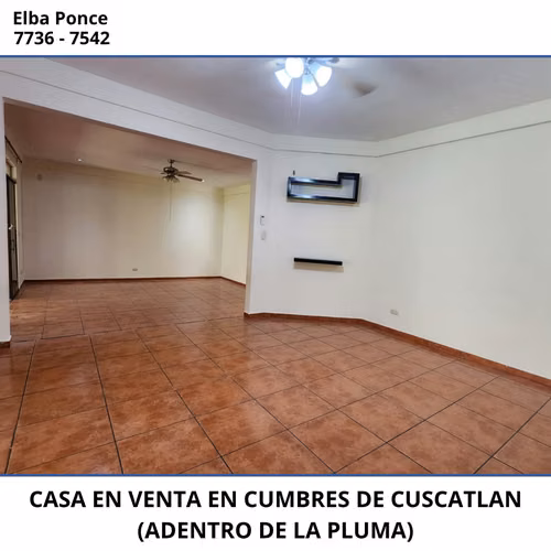 EN VENTA | CASA AMPLIA Y ELEGANTE EN CUMBRES DE CUSCATLÁN (ADENTRO DE LA PLUMA)
