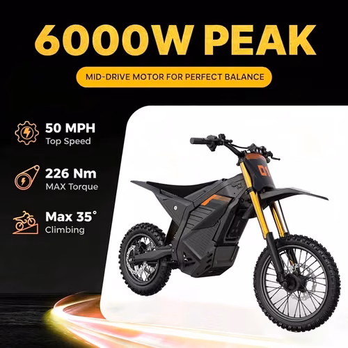 Peak 6000W 60V 38Ah 50MPH Electric Dirt Bike E-Bike