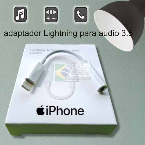 Conector Lightning a 3.5mm, Adaptador Audífonos iPhone