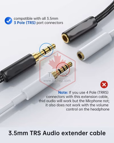 Extensión Cable Auxiliar 3.5mm Macho a Hembra