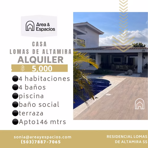 SE ALQUILA RESIDENCIA EN LOMAS DE ALTAMIRA - Imagen 5