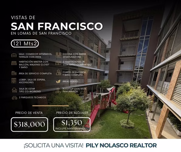 Apartamento en venta en moderna torre en Lomas de San Francisco San Salvador