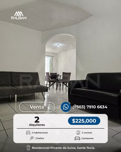 Venta de casa para inversión con 2 alquileres residenciales indepencientes en Santa Tecla, La Libertad. - Imagen 2