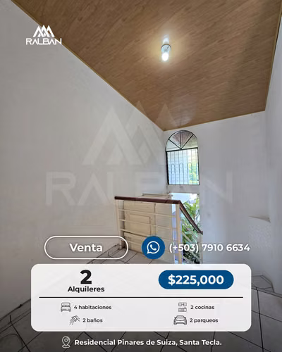 Venta de casa para inversión con 2 alquileres residenciales indepencientes en Santa Tecla, La Libertad. - Imagen 9