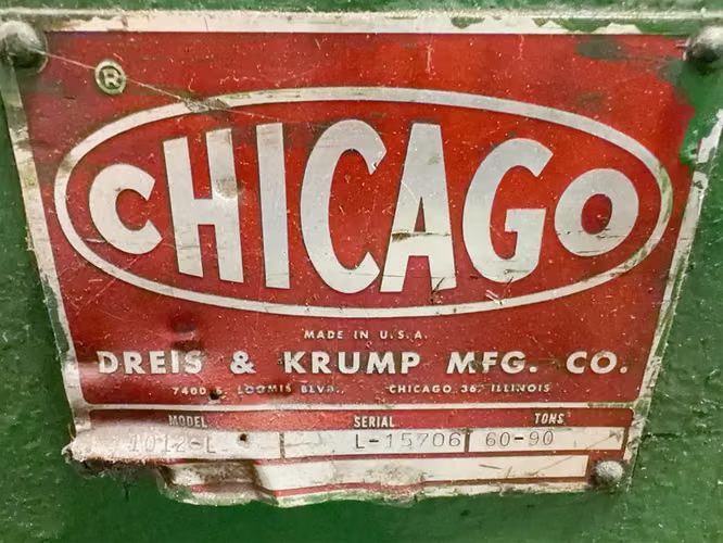 PRENSA DOBLADORA DE CORTINA CHICAGO DREIS & KRUMP 12' x 90 Ton - Imagen 7