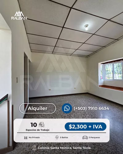 Casa con amplios espacios para oficina en Alquiler en Santa Tecla, a unas cuadras de Plaza Merliot. La Libertad. - Imagen 8