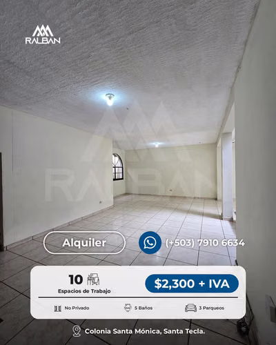Casa con amplios espacios para oficina en Alquiler en Santa Tecla, a unas cuadras de Plaza Merliot. La Libertad. - Imagen 5