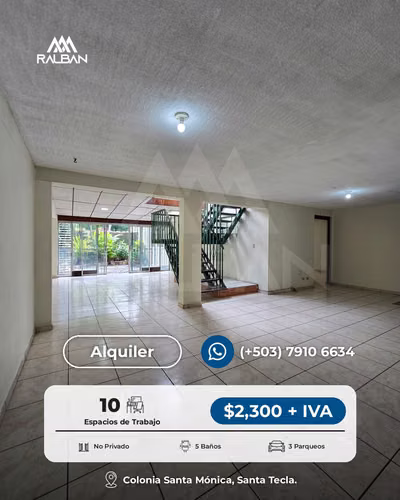 Casa con amplios espacios para oficina en Alquiler en Santa Tecla, a unas cuadras de Plaza Merliot. La Libertad. - Imagen 4