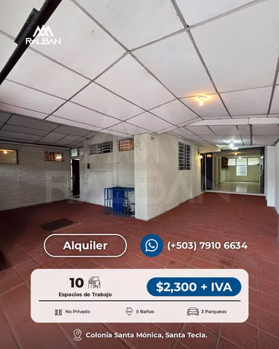 Casa con amplios espacios para oficina en Alquiler en Santa Tecla, a unas cuadras de Plaza Merliot. La Libertad. - Imagen 2