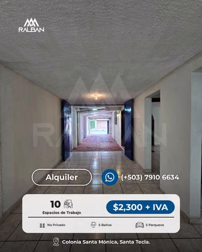 Casa con amplios espacios para oficina en Alquiler en Santa Tecla, a unas cuadras de Plaza Merliot. La Libertad. - Imagen 3