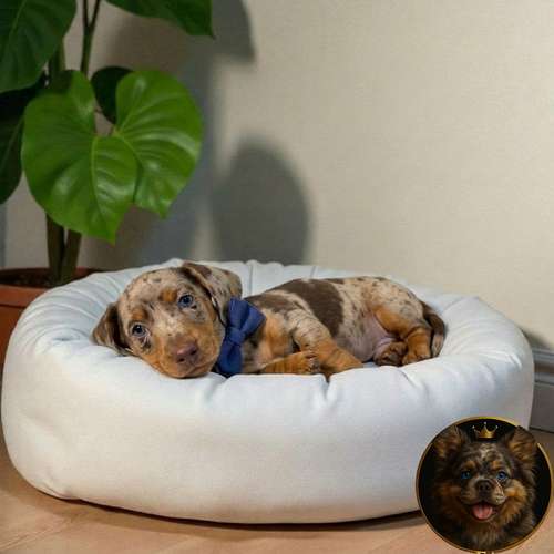 Cachorro Salchicha Miniatura Arlequín Chocolate / Miniature Dachshund Dapple Chocolate disponible