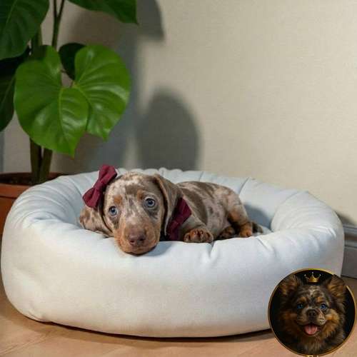 Cachorro Salchicha Miniatura Arlequín Chocolate / Miniature Dachshund Dapple Chocolate disponible