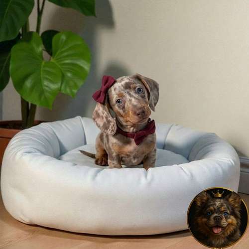 Cachorro Salchicha Miniatura Arlequín Chocolate / Miniature Dachshund Dapple Chocolate disponible