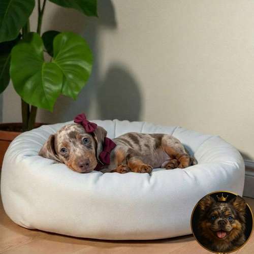 Cachorro Salchicha Miniatura Arlequín Chocolate / Miniature Dachshund Dapple Chocolate disponible