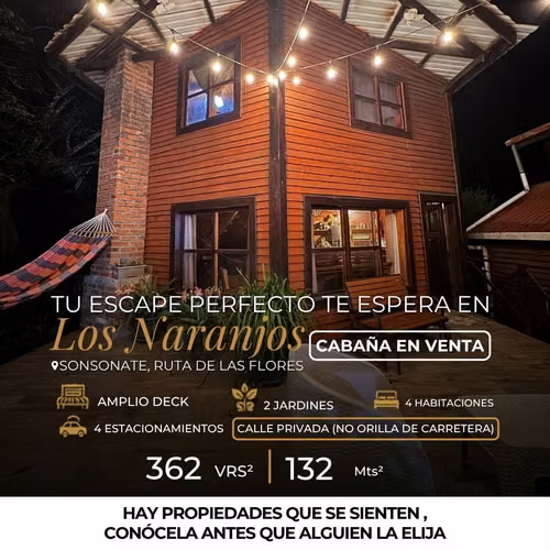 Cabaña en Venta en Los Naranjos, Juayúa – Ruta de las Flores Sonsonate