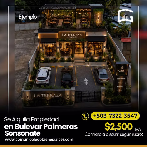 Se Alquila Terreno Frente a Bulevar Palmeras Sonzacate Sonsonate  - Imagen 4