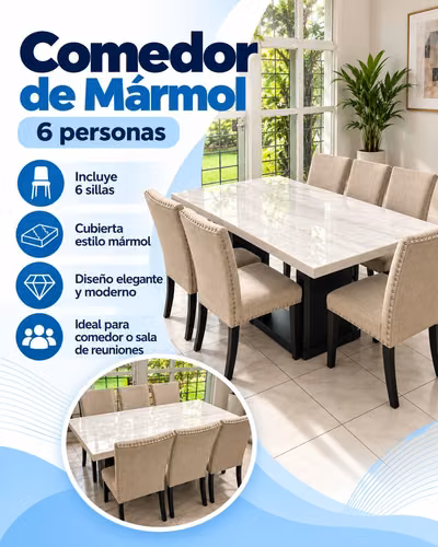 Comedor de mármol para 6 personas
