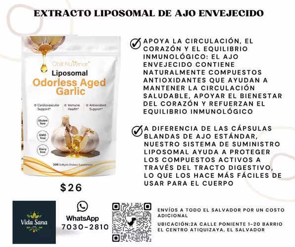 Extracto de ajo envejecido liposomal