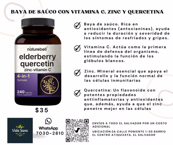 Baya de saúco con vitamina C, zinc y quercetina
