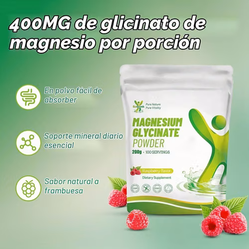 Polvo de glicinato de magnesio con sabor a frambuesa - Imagen 6