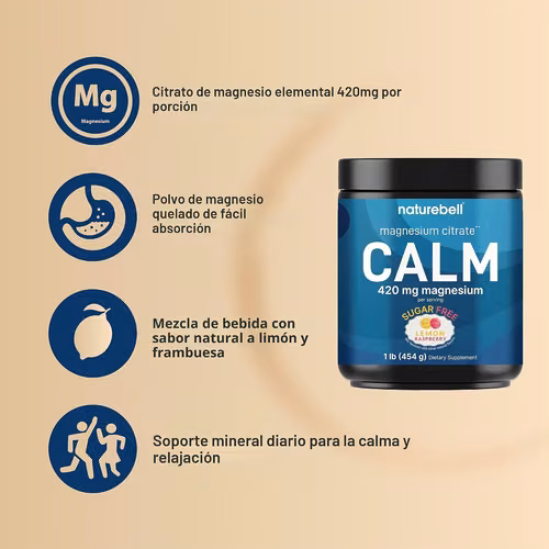 Polvo de magnesio calmante, 1 lb, Mezcla para beber para el sueño, los músculos, el soporte óseo y del estado de ánimo  - Imagen 3