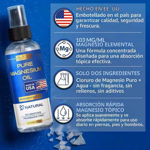 Spray de aceite de magnesio puro, magnesio tópico de 12 onzas para pies, sueño, relajación muscular, calambres en las pi - Imagen 3