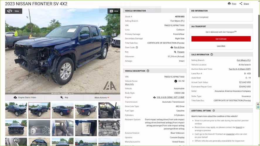 NISSAN FRONTIER SV 2023