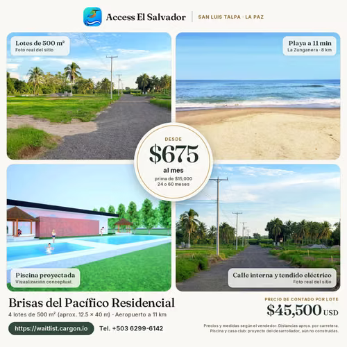 Lotes residenciales con financiamiento - Residencial Brisas del Pacifico - San Luis Talpa - Imagen 14