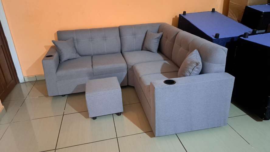 Juego de sala tipo L gris claro  - Imagen 4
