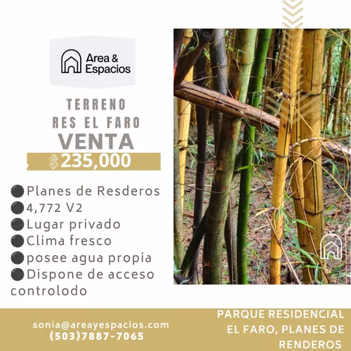 SE VENDE TERRENO EN PARQUE RESIDENCIAL EL FARO PLANES DE RENDEROS - Imagen 2
