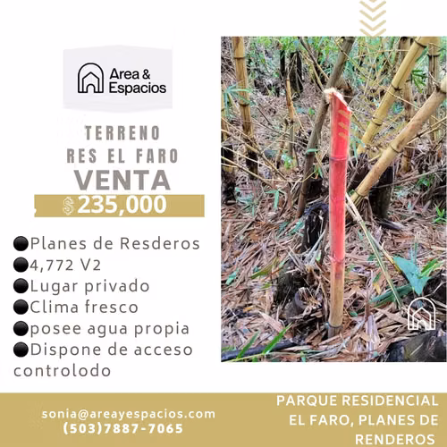 SE VENDE TERRENO EN PARQUE RESIDENCIAL EL FARO PLANES DE RENDEROS - Imagen 4