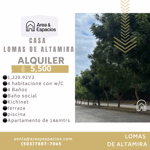 SE ALQUILA CASA EN RESIDENCIAL ALTAMIRA - Imagen 2