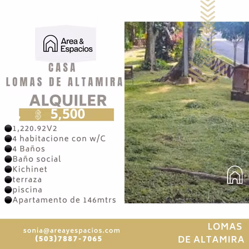 SE ALQUILA CASA EN RESIDENCIAL ALTAMIRA - Imagen 5