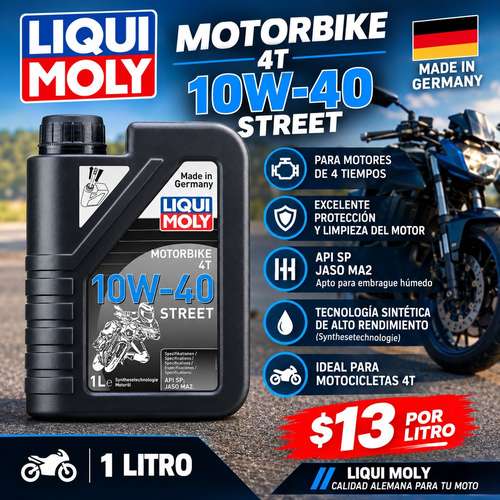 Aceite 10w40 liqui moly full sintetico para moto