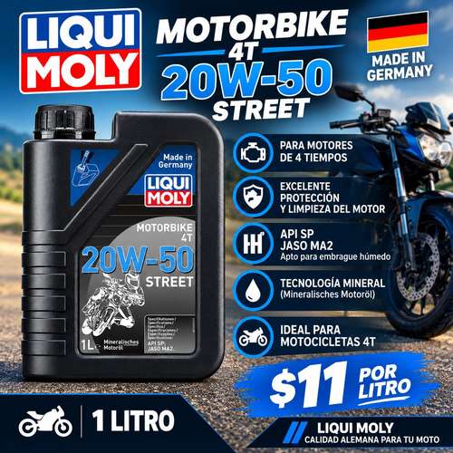 Aceite 10w40 liqui moly full sintetico para moto