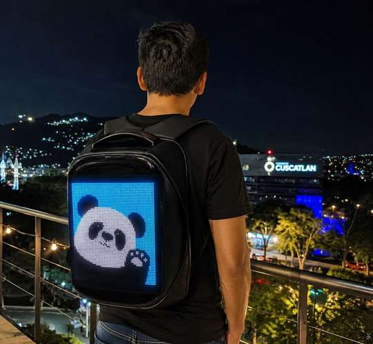 LOTE DE MOCHILAS Y CANGURERAS CON PANTALLAS LED