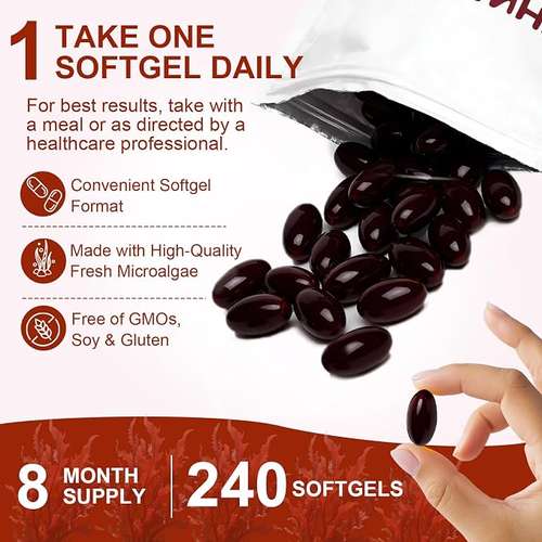 Astaxantina 12mg Suplementos antioxidantes, 240 cápsulas blandas - Imagen 3