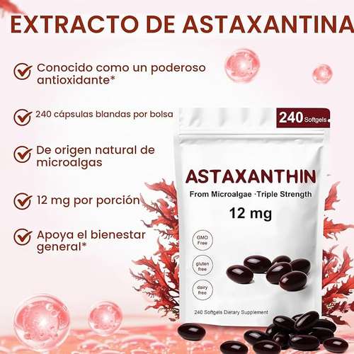Astaxantina 12mg Suplementos antioxidantes, 240 cápsulas blandas - Imagen 5