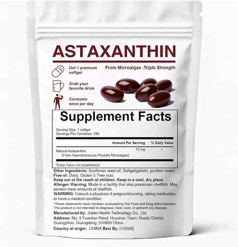 Astaxantina 12mg Suplementos antioxidantes, 240 cápsulas blandas - Imagen 7