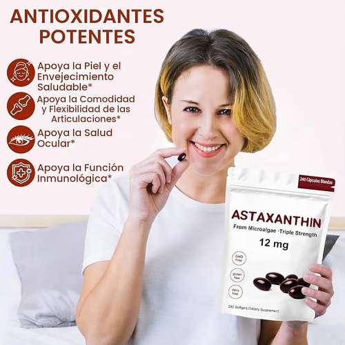 Astaxantina 12mg Suplementos antioxidantes, 240 cápsulas blandas - Imagen 2