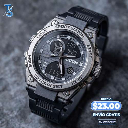 RELOJ DIGITAL DOBLE, PARA HOMBRE, HORA RESISTENTE AL AGUA, "ENVIO GRATIS"