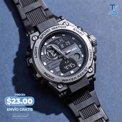 RELOJ DIGITAL DOBLE, PARA HOMBRE, HORA RESISTENTE AL AGUA, "ENVIO GRATIS"