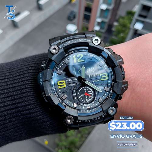 RELOJ DIGITAL DOBLE HORA, PARA HOMBRE, RESISTENTE AL AGUA, "ENVIO GRATIS".