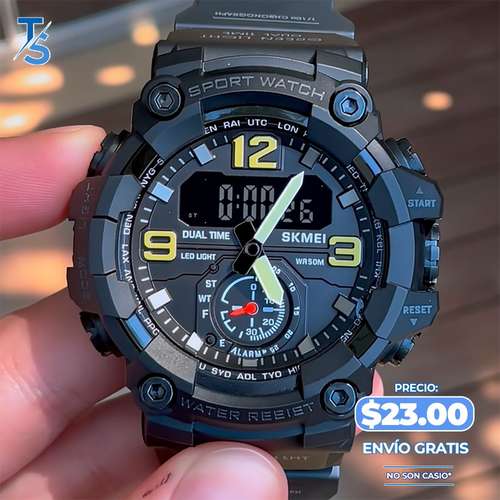 RELOJ DIGITAL DOBLE HORA, PARA HOMBRE, RESISTENTE AL AGUA, "ENVIO GRATIS".
